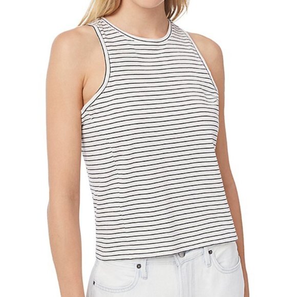 FRAME Le High Racer Striped Tank in Blanc Multi - Picture 5 of 9